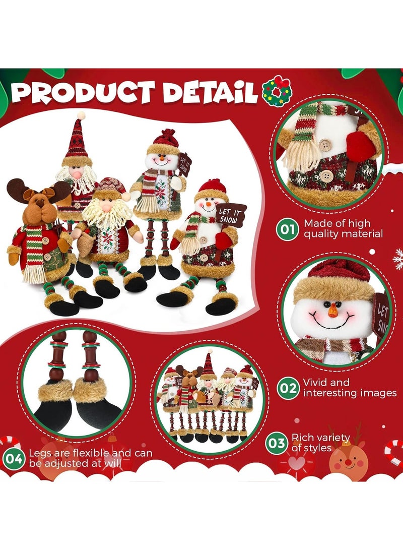 TAPIT Christmas Plush Stuffed Doll Decorations Christmas Elves Santa Reindeer Snowman Figurine Decorations Standing Long Legs Doll Toys Xmas Fireplace Home Decoration for Xmas Party 1PCS - Image 3