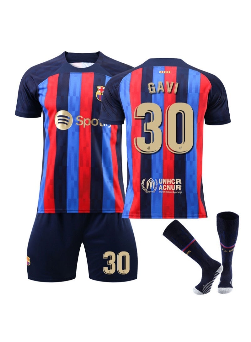 برشلونة المنزل لكرة القدم جيرسي 3 قطع كيت # 30 غافي جيرسي ، السراويل والجوارب مروحة الإصدار - Image 1