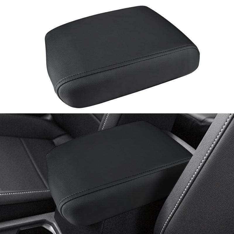 INTGET Center Console Cover for VW Volkswagen Tiguan Accessories 2019 2020 2021 2022 2023 2024Taos 20222023 2024 Car Armrest Cover Middle Seat Box Cover Elbow for Car Black with Black Stitches