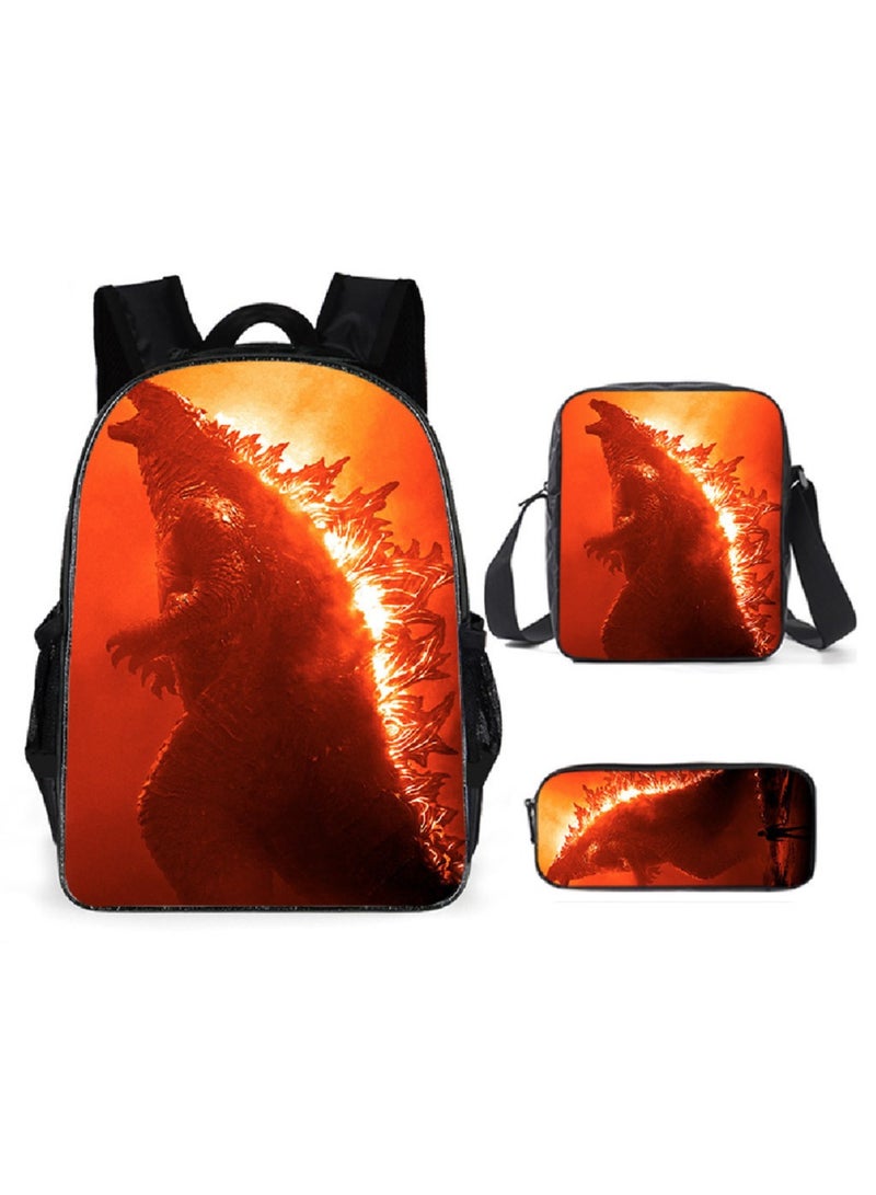 Godzilla New Godzilla Student Backpack Three-piece Set 29*16*42cm
