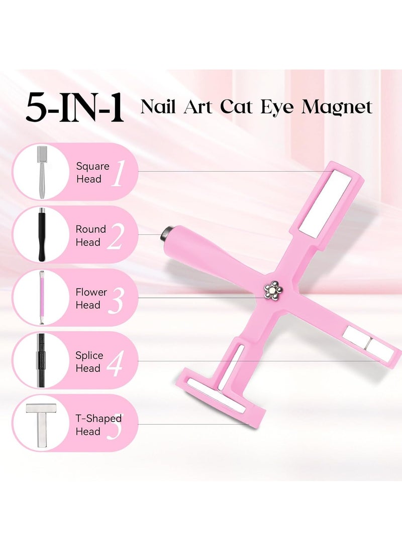Goolsky 5 in 1 Nail Magnet Tool: Cat Eye Magnet Tool Multi-Function Magnet Stick 3D Magnetic Cat Eye Gel Polish, Nail Art Cat Eye Magnet Stick Nail Design Tools for Nail Salon Home DIY  - Image 2