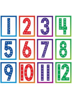 Generic Classroom Decor 12 Math Posters Multiples of Numbers 1-12 Printed for Teaching Basic Math Skills, for Home and Classroom Decor (Set of 12 Pieces) Up to Date 01222143812  - Image 1