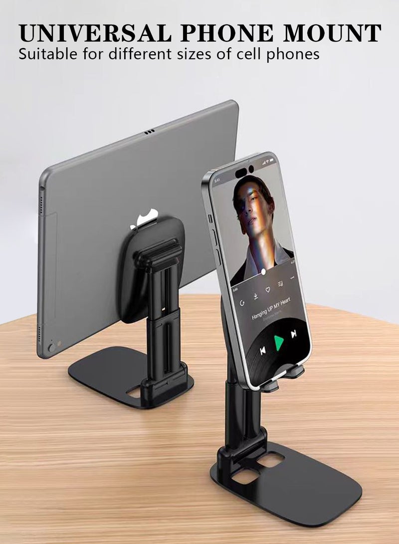 Meishida Foldable Phone Holder for Desk, Height & Angle Adjustable Cell Phone Stand, Foldable Desk Phone Stand Compatible with Most Phones (Black) - Image 4