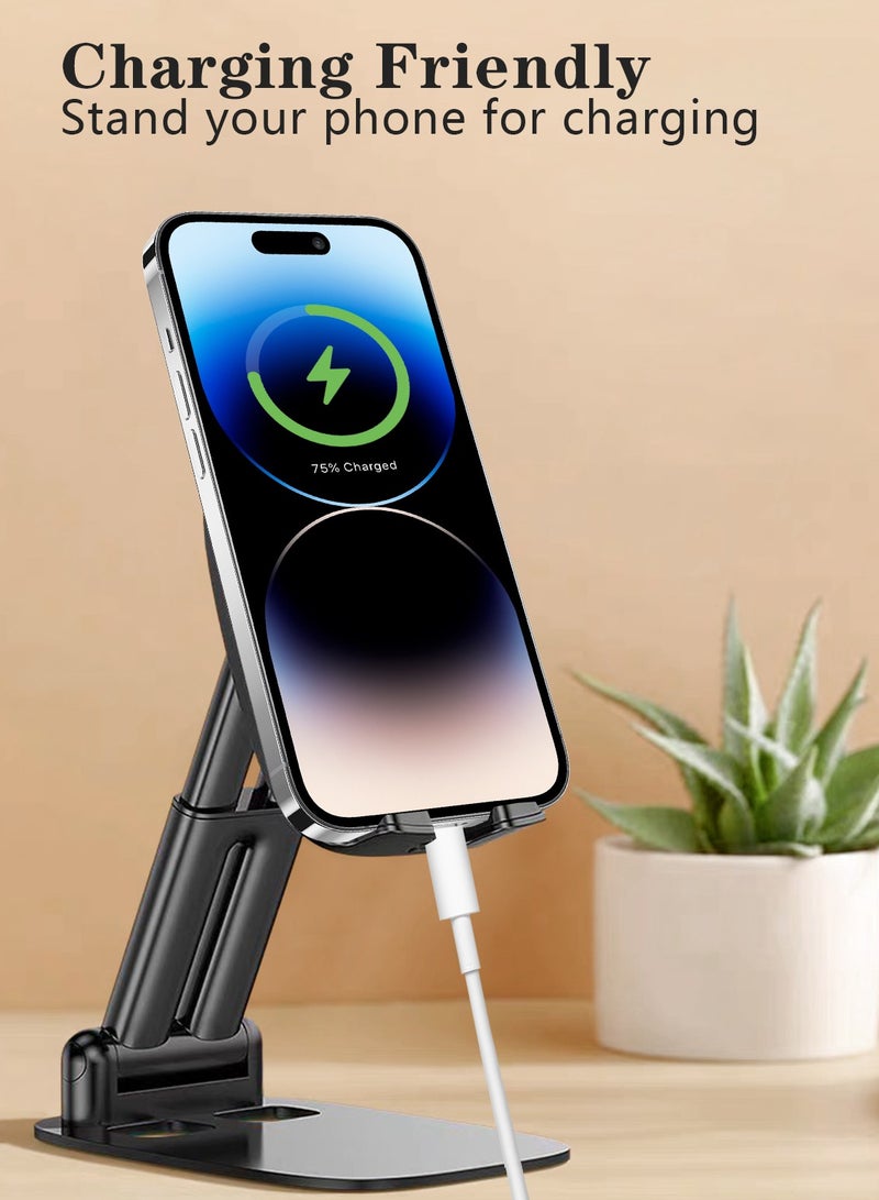 Meishida Foldable Phone Holder for Desk, Height & Angle Adjustable Cell Phone Stand, Foldable Desk Phone Stand Compatible with Most Phones (Black) - Image 5