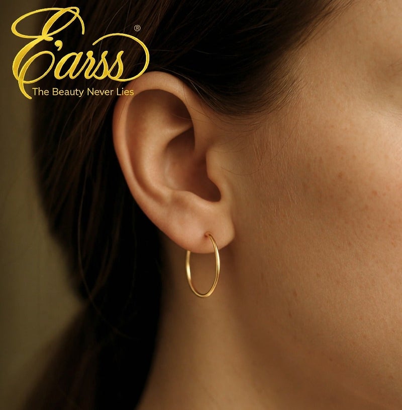 Earss 3/4 Inch Endless Hoop Gold Earring | Stainless Steel |18K Gold plated - Image 2