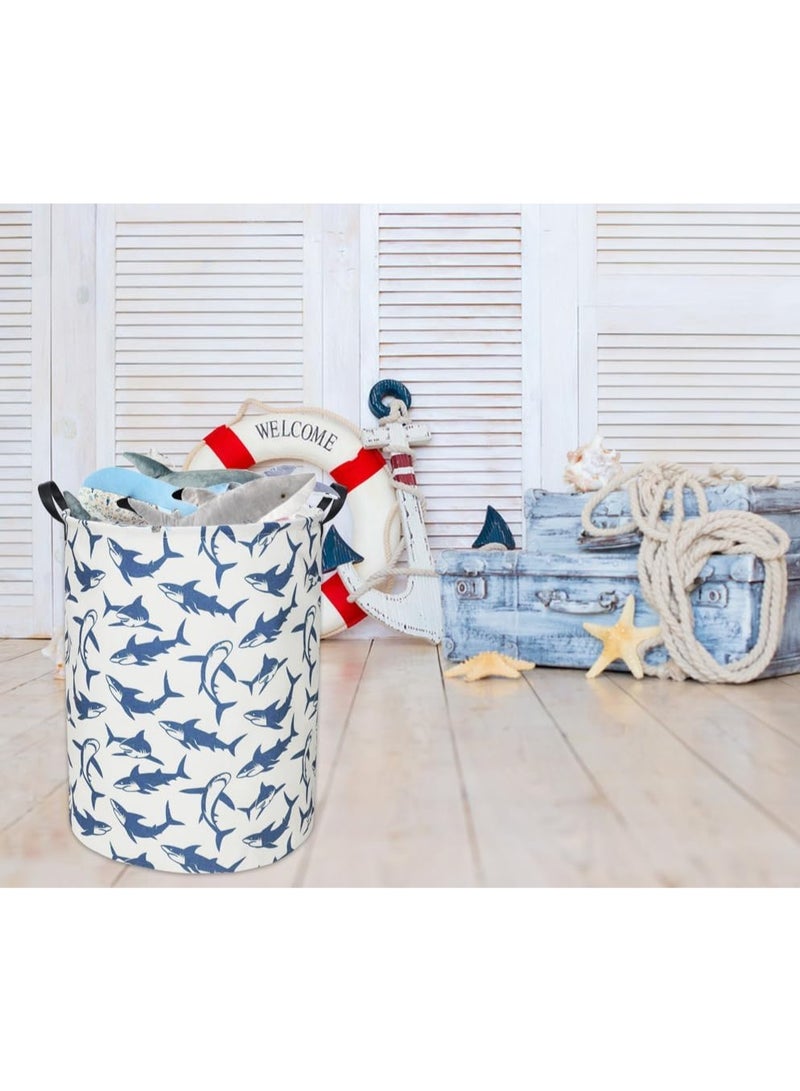 TIBAOLOVER Shark Kids Laundry Basket Baby Hamper Shark Toy Storage Bin for Boys Room Decor Baby Nursery Hamper Gift Baskets for Bedroom Bathroom(Blue Shark) - Image 2