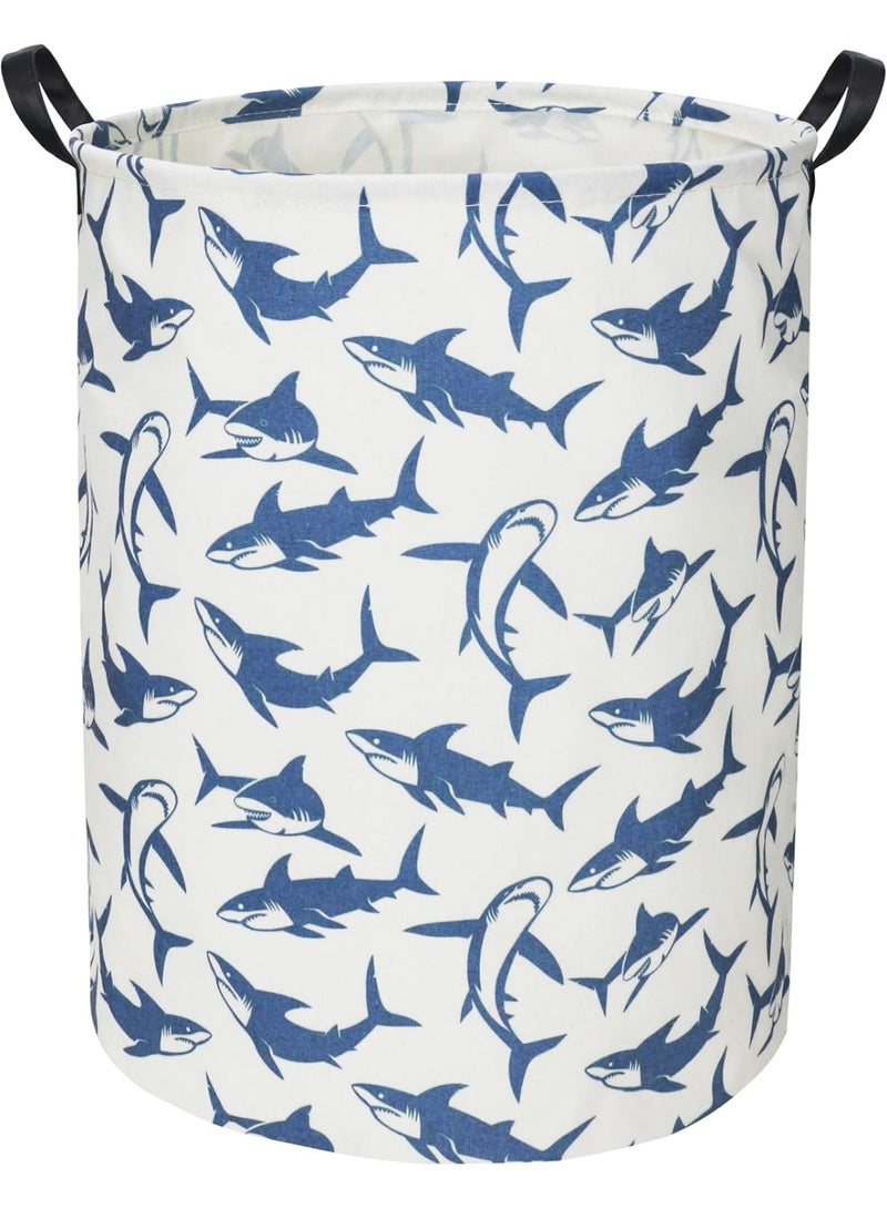 TIBAOLOVER Shark Kids Laundry Basket Baby Hamper Shark Toy Storage Bin for Boys Room Decor Baby Nursery Hamper Gift Baskets for Bedroom Bathroom(Blue Shark) - Image 4