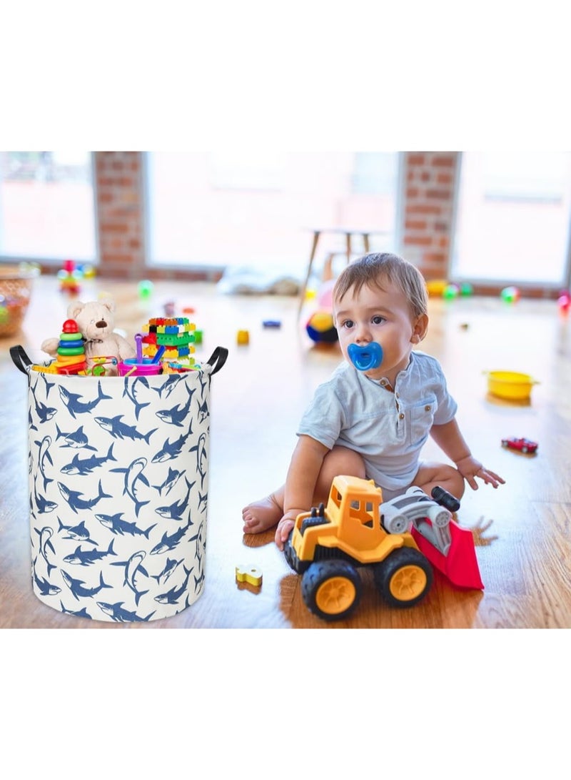 TIBAOLOVER Shark Kids Laundry Basket Baby Hamper Shark Toy Storage Bin for Boys Room Decor Baby Nursery Hamper Gift Baskets for Bedroom Bathroom(Blue Shark) - Image 3