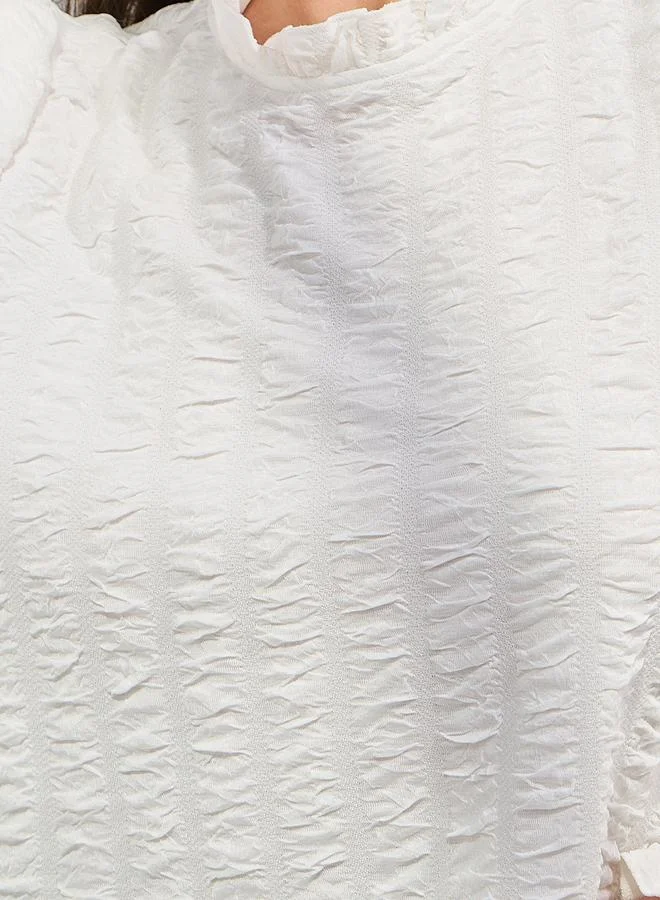 Styli Textured High Neck Regular Fit Blouse