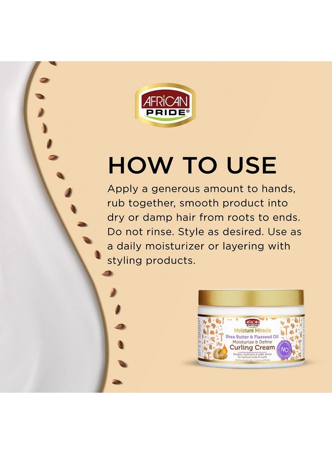 African Pride Frican Pride Moisture Miracle Shea Butter & Flaxseed Oil Curling Cream Shapes Hydrates & Adds Shine To Natural Coils & Curls Moisturizes & Defines Hair 12 Oz  - Image 3