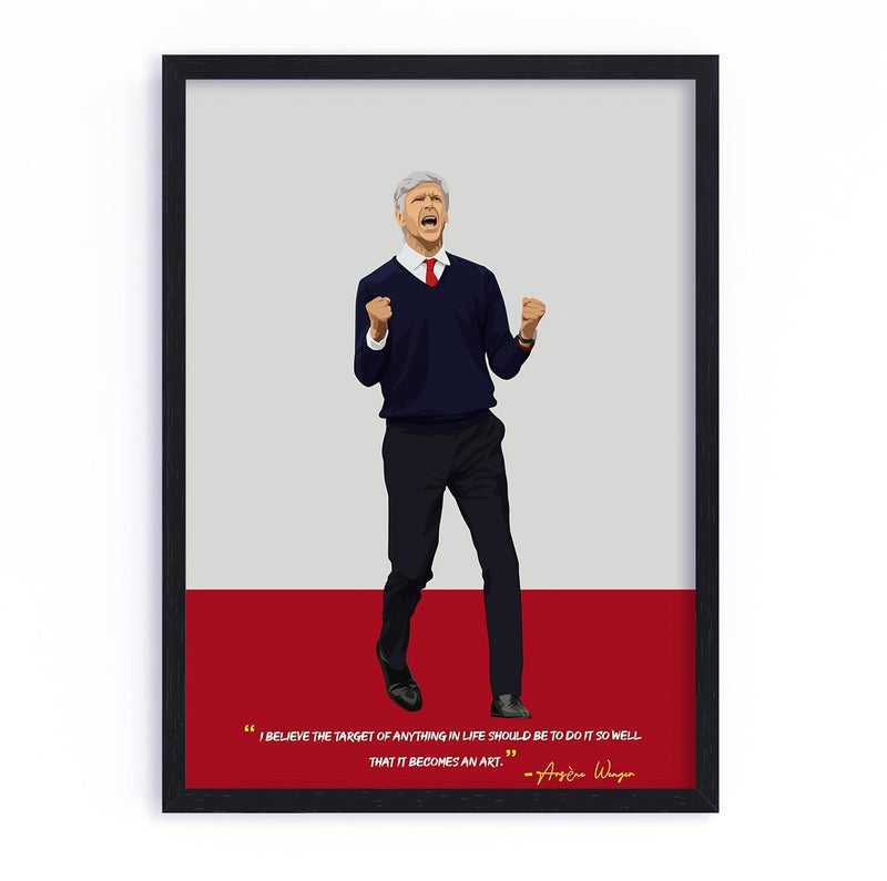 QUOTE - UNQUOTE ART QUOTE UNQUOTE ART Arsenal Poster Arsene Wenger Framed Football Posters Arsenal Merchandise 13x17 inches Black Frame - Image 2