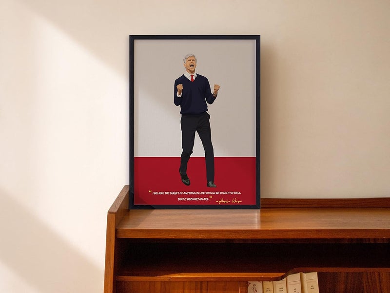 QUOTE - UNQUOTE ART QUOTE UNQUOTE ART Arsenal Poster Arsene Wenger Framed Football Posters Arsenal Merchandise 13x17 inches Black Frame - Image 3