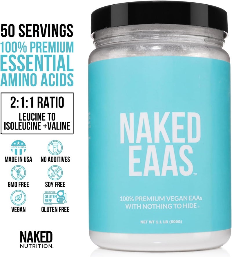 Nakd مسحوق الأحماض الأمينية NAKED EAAs 50 حصة نباتي بدون نكهة أحماض أمينية أساسية 500 جرام مكمل مسحوق EAAs طبيعي بالكامل - Image 2