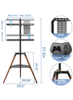 XiuWoo Universal Tripod TV Stand, Tripod Easel TV Stand for 32-65 inch LED LCD Screen Flat Curved Screen, Height Adjustable Studio TV Display Stand with 140° Swivel for Bedroom, Living Room, Corner TV Stand  - Image 4