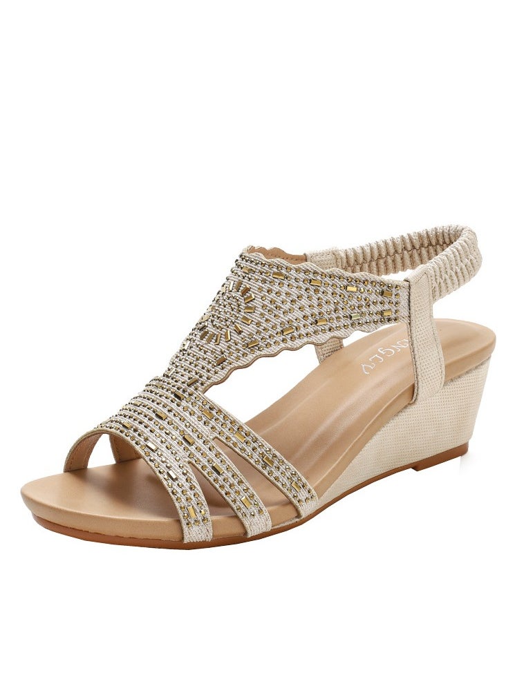 SIKETU Large Summer Water Diamond Lightweight And Simple Shoes With Slope Heels And Large Sandals For Women  - Image 1