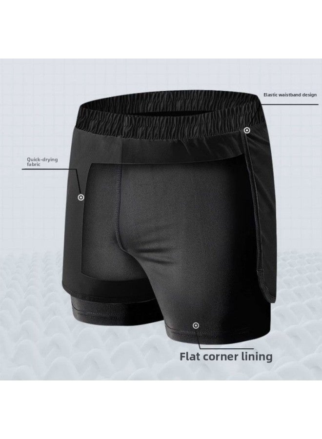 Swimsuit Men's Suit Loose Beach Swimming Full Body Quick-drying Equipment Anti-embarrassment Swimming Trunks Men's Hot Spring Swimsuit-Color:Gray Short Sleeves + Black Swimming Trunks [swimming Cap + Swimming Goggles]-