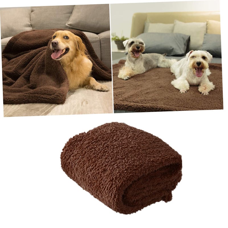 Coffee Color Soft Plush Pet Blanket Small Size For Dog And Cat Bed Mat Travel - Image 3