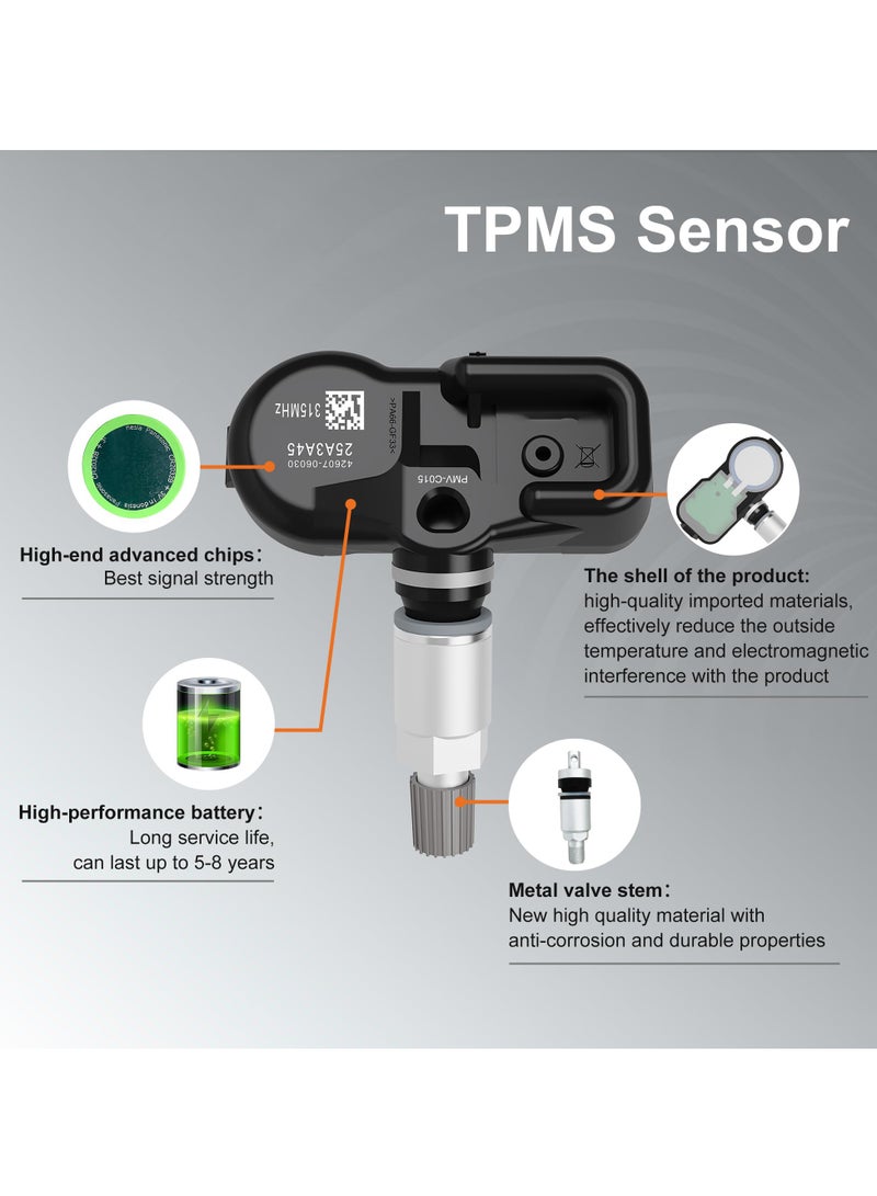 4-Pack 315MHz TPMS Sensors for Toyota and Lexus, Compatible with Camry, Corolla, RAV4, ES, GX, LC, LX, Replaces PMV-C015 and 4260706020 - Image 3