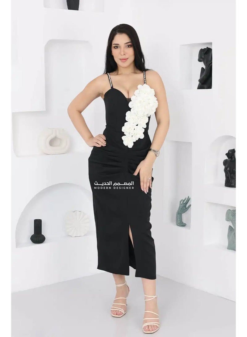 المصمم الحديث فستان سهرة قصير هذا الفستان السهرة القصير يتميز بأناقته وفخامته، مما يجعله خيارًا مثاليًا للسهرات من براند المصمم الحديث - Image 1