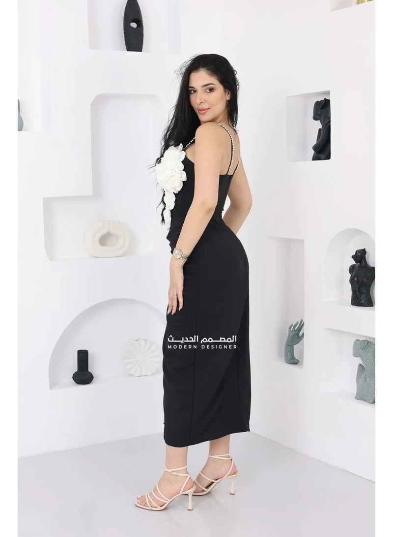 المصمم الحديث فستان سهرة قصير هذا الفستان السهرة القصير يتميز بأناقته وفخامته، مما يجعله خيارًا مثاليًا للسهرات من براند المصمم الحديث - Image 3