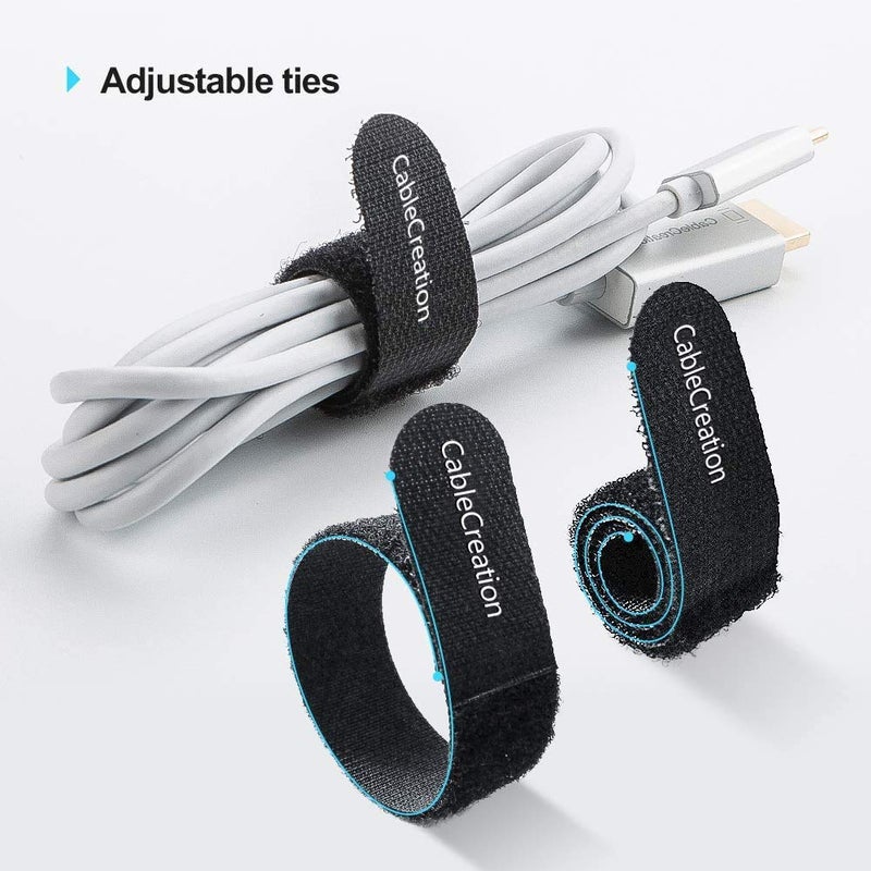 CableCreation Fastening Cable Ties Reusable, Premium 6-Inch Adjustable Cord Ties, Nylon Cable Management Straps Hook Loop Cord Organizer Wire Ties Reusable Black, 50PCS - Image 3
