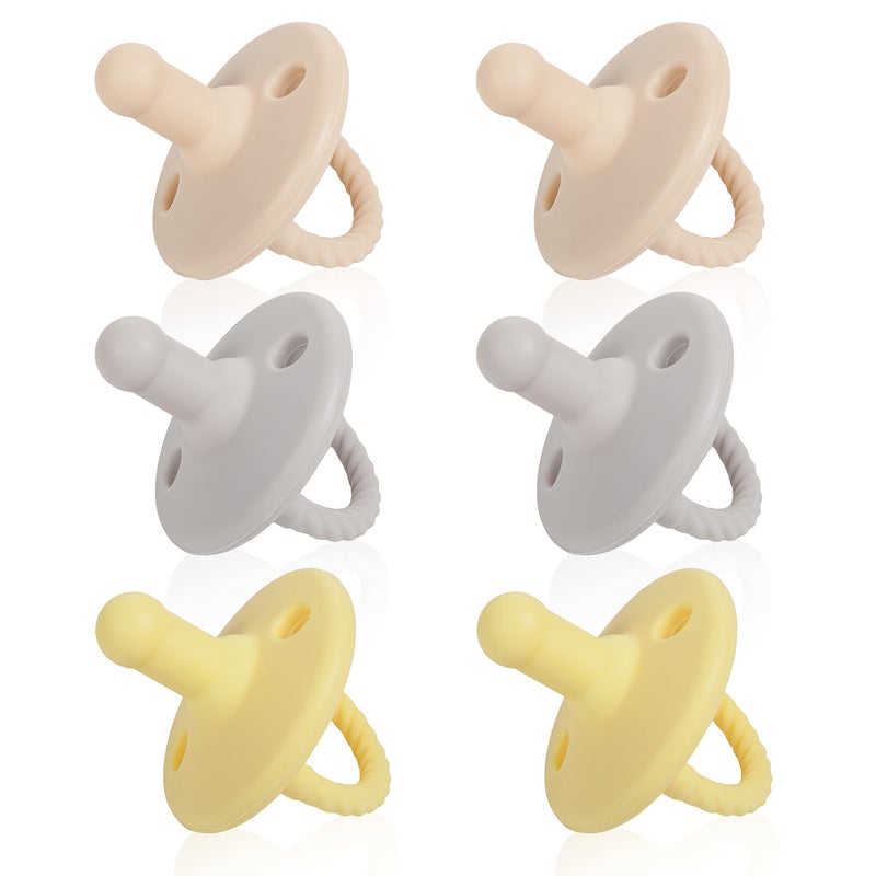 Sweet Child Pacifiers 018 Months Set of 6 UltraLight Silicone Binkies with Collapsible Handle 3 Air Holes for Added Safety Best Newborn Pacifiers for Baby Boys Or Girls