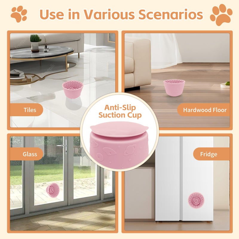 SmartTail Dog Lick Bowl,Anxiety Relief Non-Slip Silicone Treat Bowl,Durable Long-Lasting Enrichment Slow Feeder Licking Mat for Small Medium Large Breed,Freezable BPA Free Silicone Dishwasher Safe-Pink - Image 3