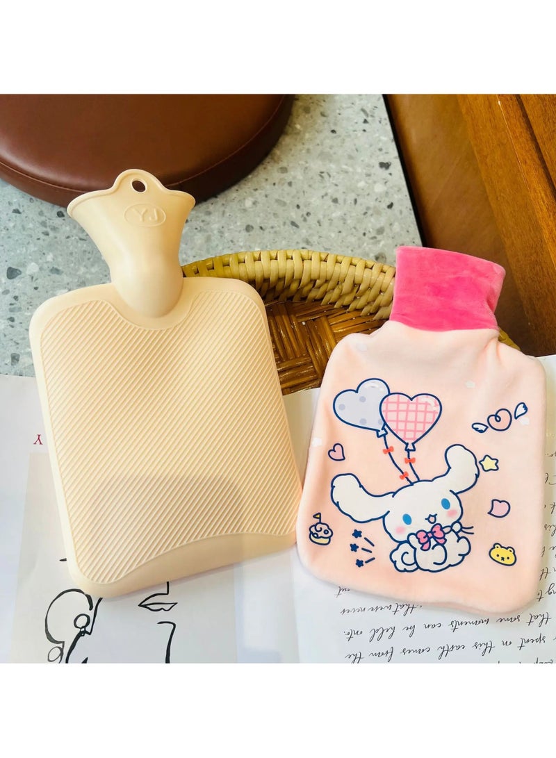 ياميم كيس ماء ساخن مع غطاء، كمادة ساخنة لتسكين الآلام، زجاجة ماء ساخن، كمادة ساخنة وباردة مع غطاء مخملي 1000 مل - Image 3