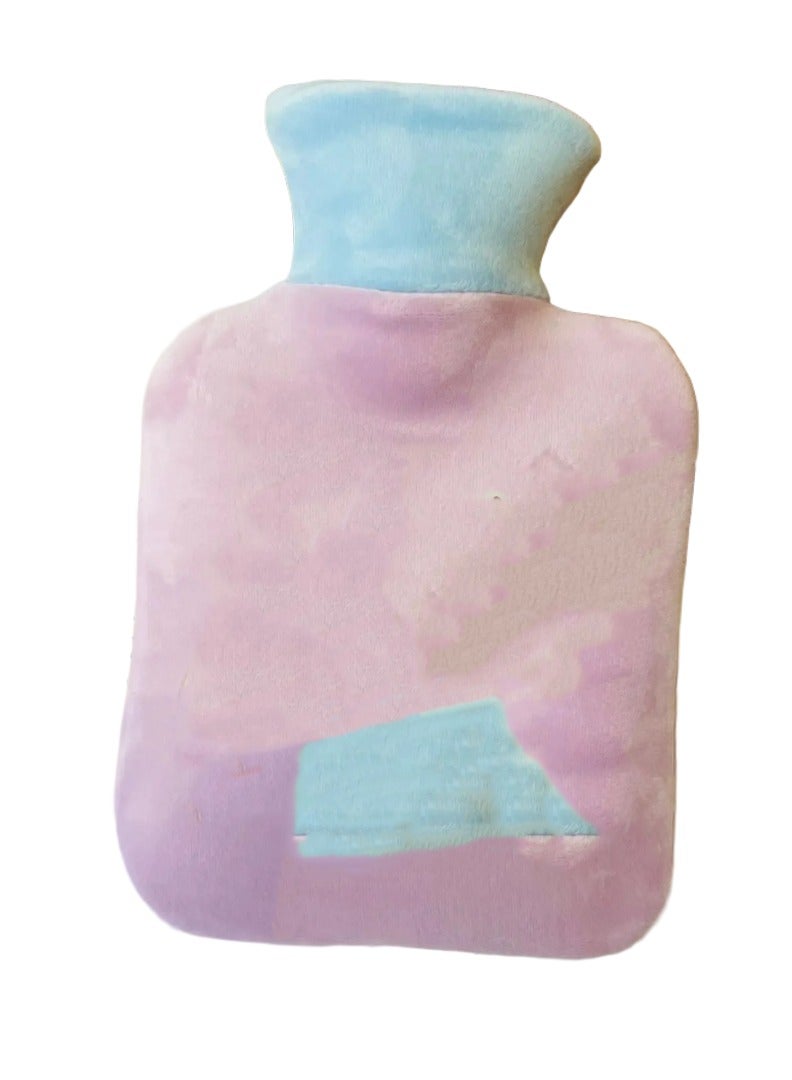 ياميم كيس ماء ساخن مع غطاء، كمادة ساخنة لتسكين الآلام، زجاجة ماء ساخن، كمادة ساخنة وباردة مع غطاء مخملي 1000 مل - Image 1