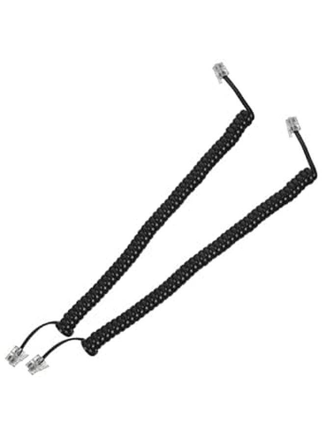 Black Spiral Telephone Cord Replacement for Home and Office Desk Phones 2 Pack - Image 1