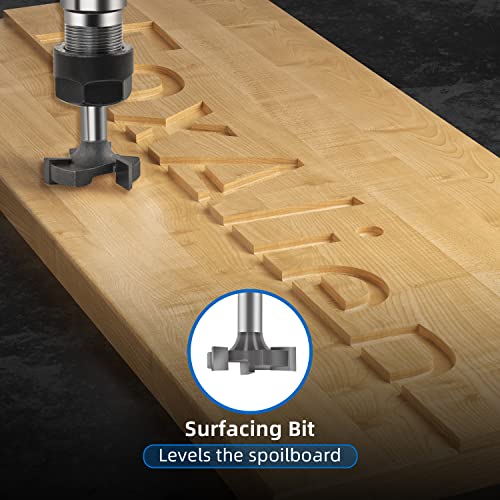 FoxAlien 1/4" Shank CNC Router Bit Essential Kit Includes 1/4" ER11 Collet, V-bit, End Mills, Chamfering Bit for Woodworking MDF Resin Carving Lettering Sign Making - Image 5
