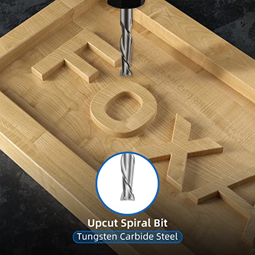 FoxAlien 1/4" Shank CNC Router Bit Essential Kit Includes 1/4" ER11 Collet, V-bit, End Mills, Chamfering Bit for Woodworking MDF Resin Carving Lettering Sign Making - Image 4