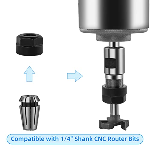 FoxAlien 1/4" Shank CNC Router Bit Essential Kit Includes 1/4" ER11 Collet, V-bit, End Mills, Chamfering Bit for Woodworking MDF Resin Carving Lettering Sign Making - Image 3