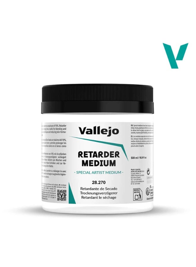 Vallejo Retarder Medium 500ml – Slow Drying Medium for Acrylic Paint -(28270)