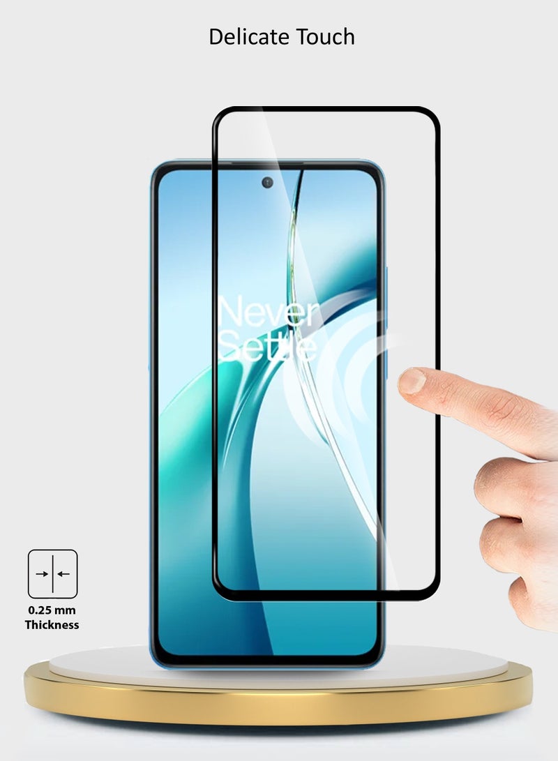 Wtech OnePlus Nord CE4 Lite 5G 2024 Premium E2E Full Glue Full Cover Tempered Glass Screen Protector (MSGECN) -  Clear/Black - Image 4