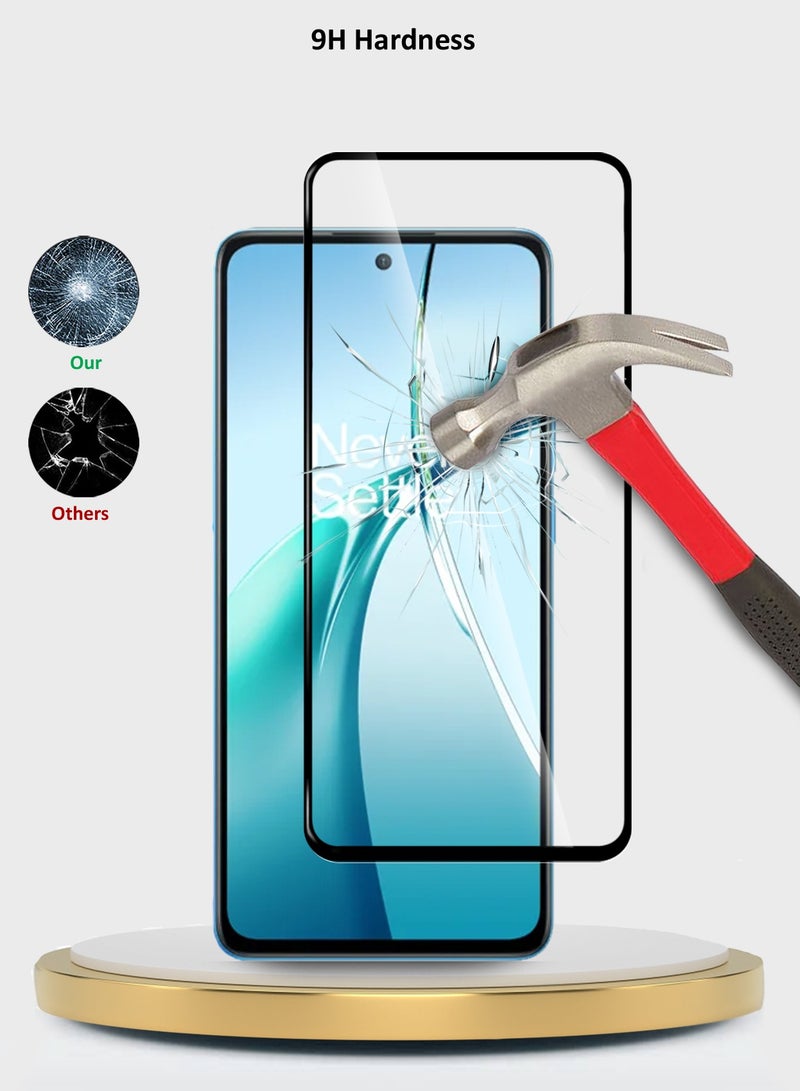 Wtech OnePlus Nord CE4 Lite 5G 2024 Premium E2E Full Glue Full Cover Tempered Glass Screen Protector (MSGECN) -  Clear/Black - Image 3