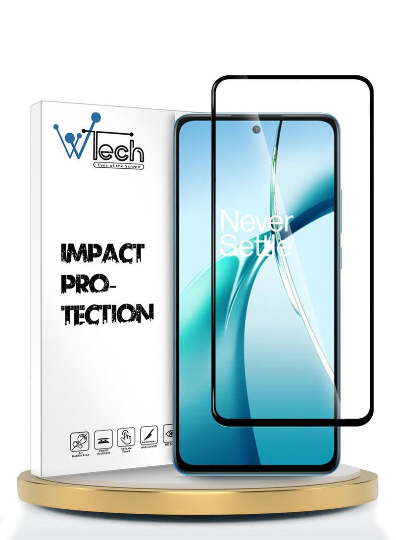 Wtech OnePlus Nord CE4 Lite 5G 2024 Premium E2E Full Glue Full Cover Tempered Glass Screen Protector (MSGECN) -  Clear/Black - Image 1