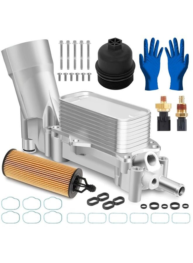 PANGOLIN 926-959 926-959-BK Aluminum Engine Oil Filter Housing Kit with Oil Cooler and Gaskets/Filter for 2011-2016 Dodge for Chry-sler 200 300 Ram Jeep 3.6L, Replace OE 5184294AC,7B0115401 - Image 1