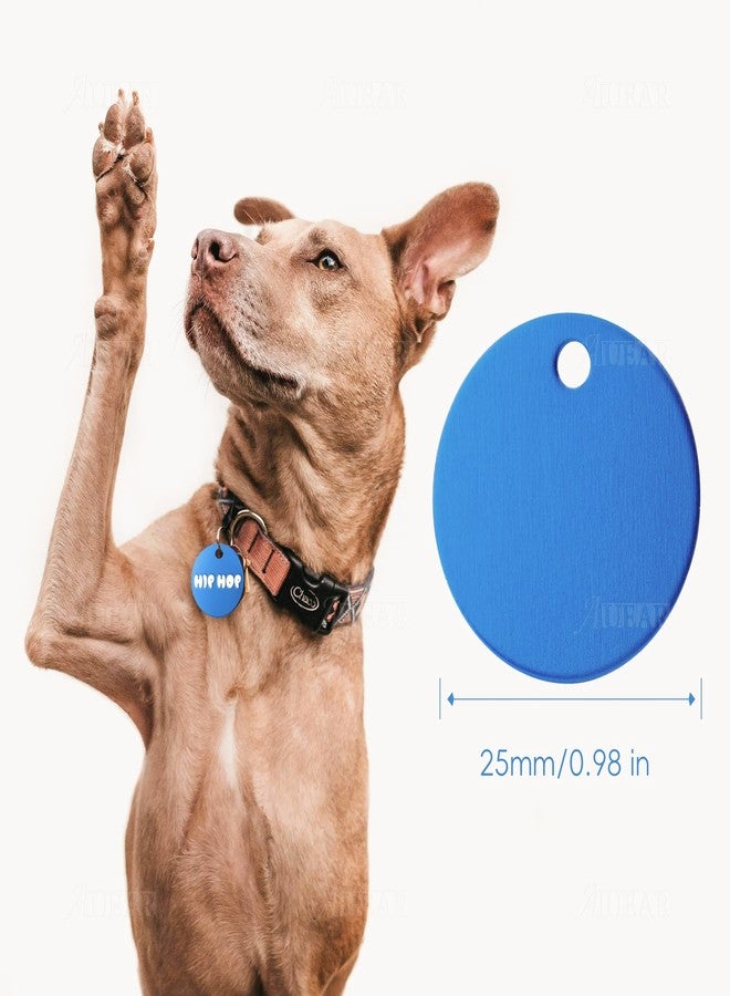 AUEAR, 20 Pack 25mm Round Shape Pet ID Tag Blank Dog Cat Number for Name Phone Charm Jewelry Making (Blue) - Image 2