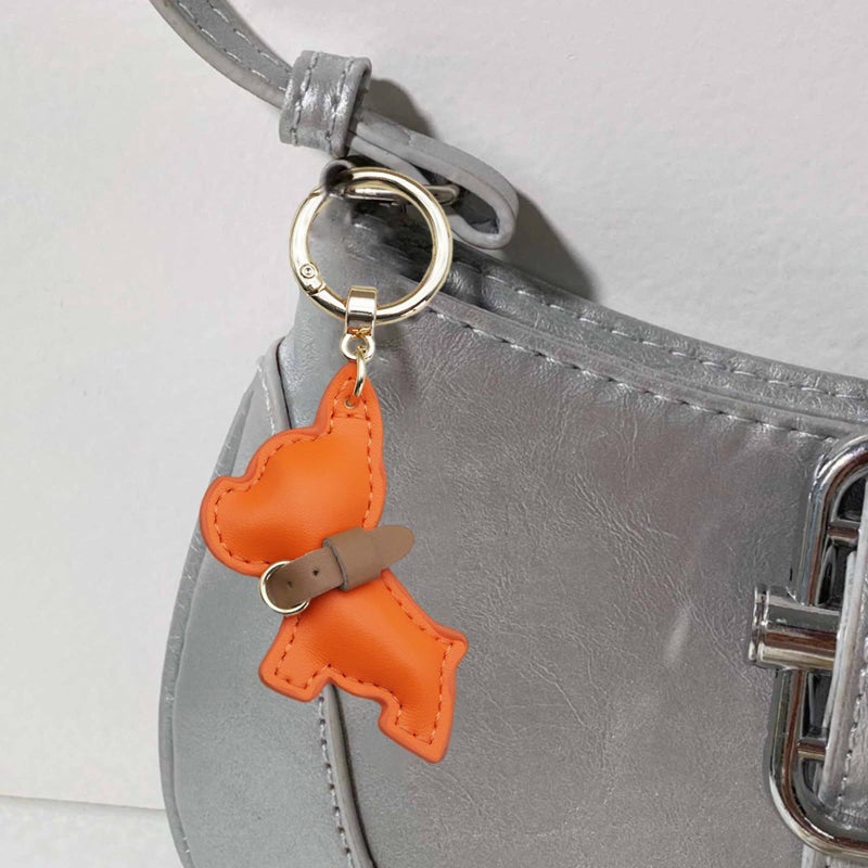 Gold Blue French Dog PU Leather Keychain Lovely Pendant For Car Key - Image 4