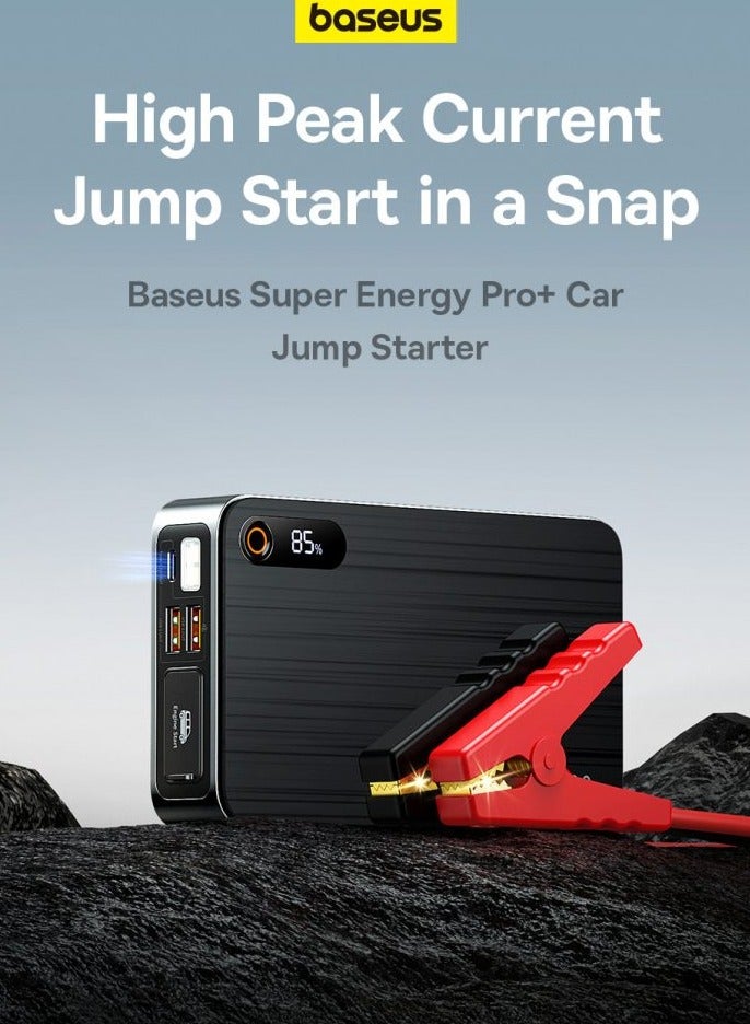 Baseus 1200A Car Jump Starter with 12000mAh Backup Battery - Portable Emergency Jump Starter for 12V Vehicles (Up to 6.0L Gasoline / 2.5L Diesel) - Equipped with USB 3.0 Fast Charging Port, LED Flashlight, Digital Display, and 9-in-1 Safety Protection - Compatible with Cars, SUVs, Trucks, Motorcycles, and More - Image 1