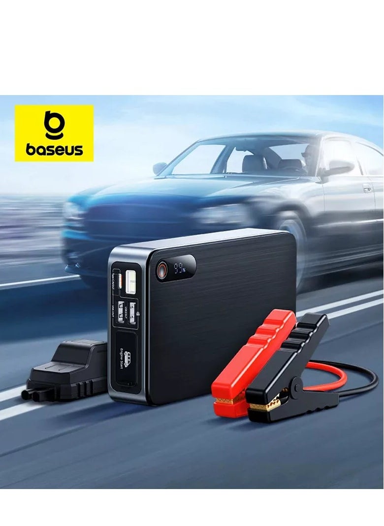 Baseus 2-in-1 Car Jump Starter 1200A 12V & 12000mAh Power Bank – Portable Battery Booster Pack with LED Display & Flashlight – Weather-Resistant Auto Jump Starter for Cars, SUVs, Trucks, Motorcycles (Up to 6.0L Gas, 2.5L Diesel) – Emergency Vehicle Starter & USB Charger)  - Image 1