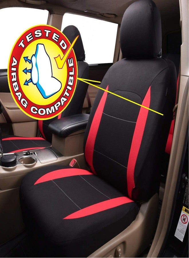 Flying Banner Car Seat Covers Full Set Front Seats and Rear Bench Polyester car seat Protectors Black Gray Purple airbag Compatible Rear Bench Split (Black Red) - Image 5