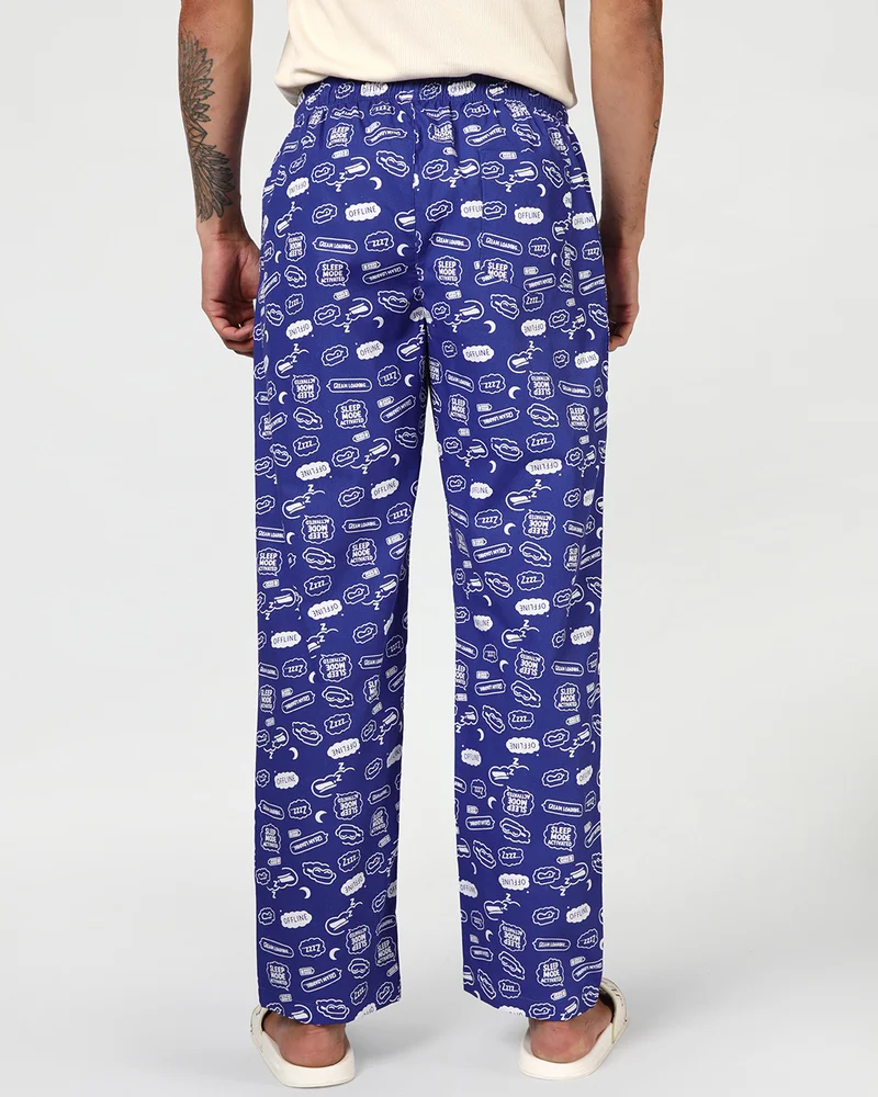 bewakoof  Men's Blue All Over Printed Pyjamas for Men | Best Price UAE