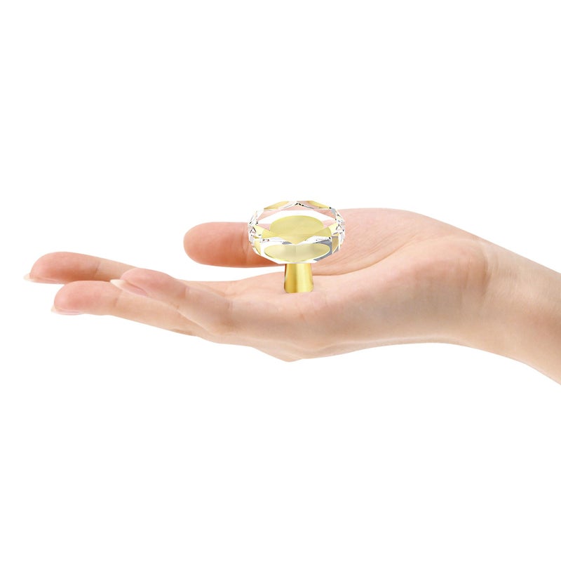 CEYMIO 4 Pack Gold Crystal Cabinet Knobs, 1-1/4 Inch Glass Drawer Pulls and Brass Handles for Kitchen,Dressers, Closets and Bathroom Hardware - Image 3