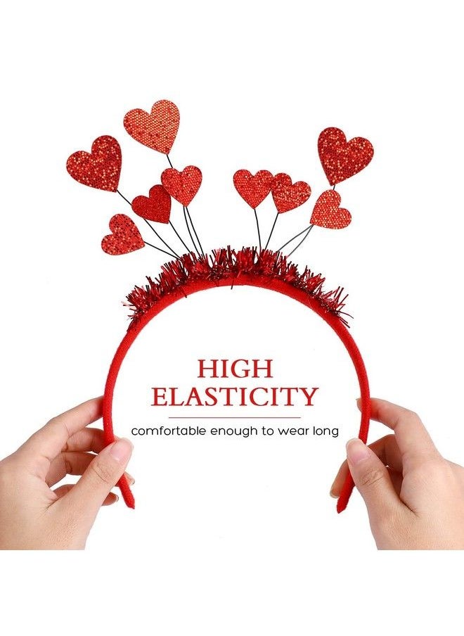 Beaupretty Red Love Heart Headband Valentines Day Hair Hoop Tinsel Hair Loop Hair Clasp Hair Band Hair Accessories For Girl Women Wedding Gift Decor Red  - Image 3
