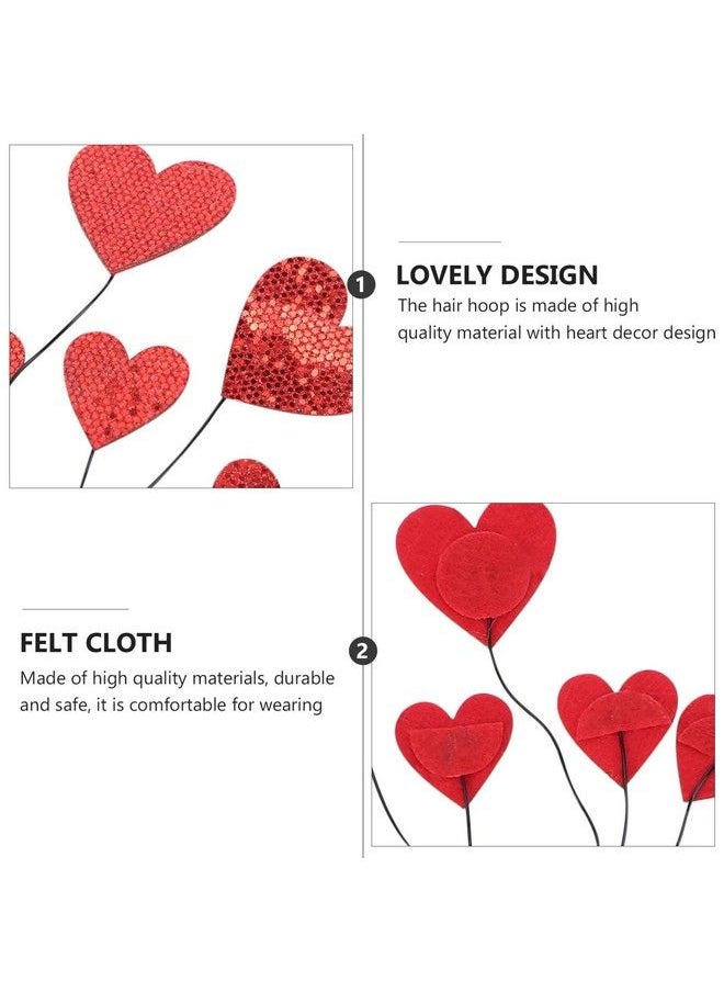 Beaupretty Red Love Heart Headband Valentines Day Hair Hoop Tinsel Hair Loop Hair Clasp Hair Band Hair Accessories For Girl Women Wedding Gift Decor Red  - Image 4