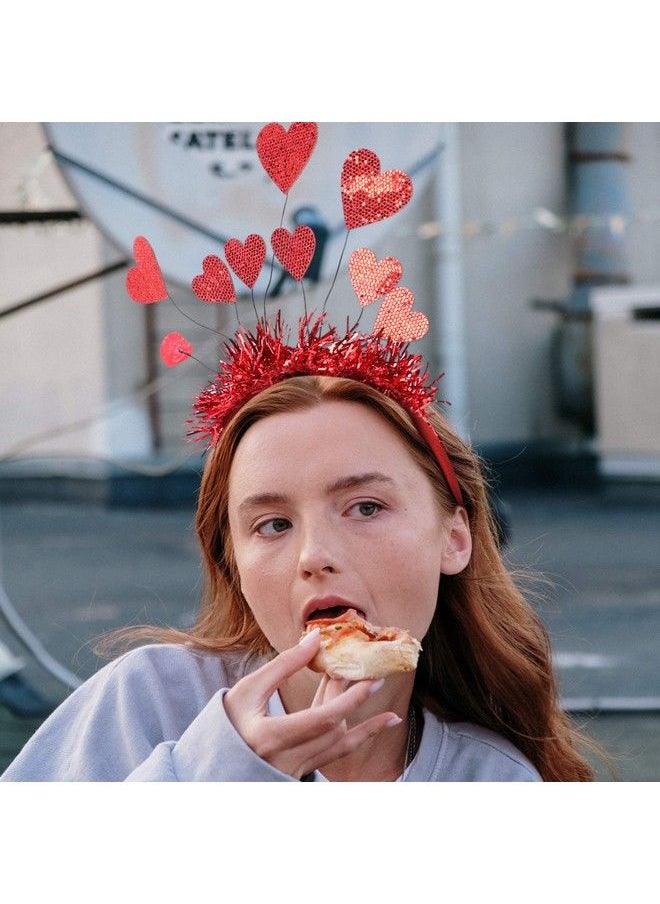 Beaupretty Red Love Heart Headband Valentines Day Hair Hoop Tinsel Hair Loop Hair Clasp Hair Band Hair Accessories For Girl Women Wedding Gift Decor Red  - Image 5