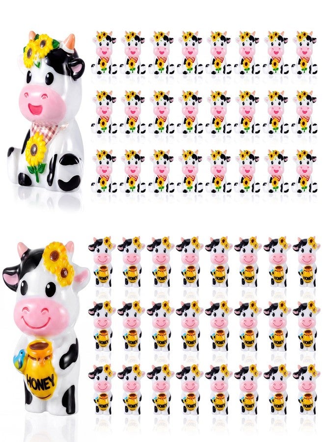 Vicenpal 50 Pcs Sunflower Cow Mini Resin Figures, Cute Cow Statues Decorations for Home, Desk, Micro Landscape, Moss Ornaments, Cake Toppers, Summer Party Favors, DIY Grafts Gift - Image 1