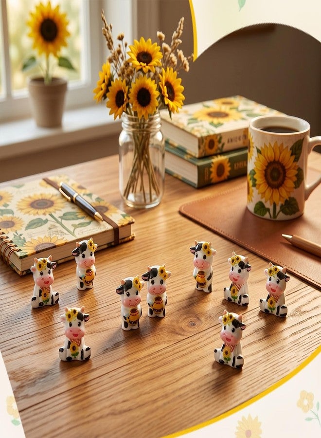 Vicenpal 50 Pcs Sunflower Cow Mini Resin Figures, Cute Cow Statues Decorations for Home, Desk, Micro Landscape, Moss Ornaments, Cake Toppers, Summer Party Favors, DIY Grafts Gift - Image 4
